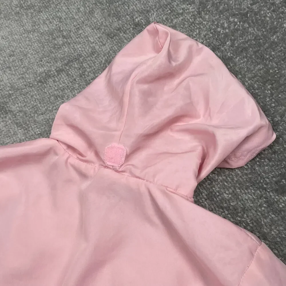 Reebok Toddler Girls Windbreaker Jacket 4T Pink Green Hooded Full Zip Retro y2k